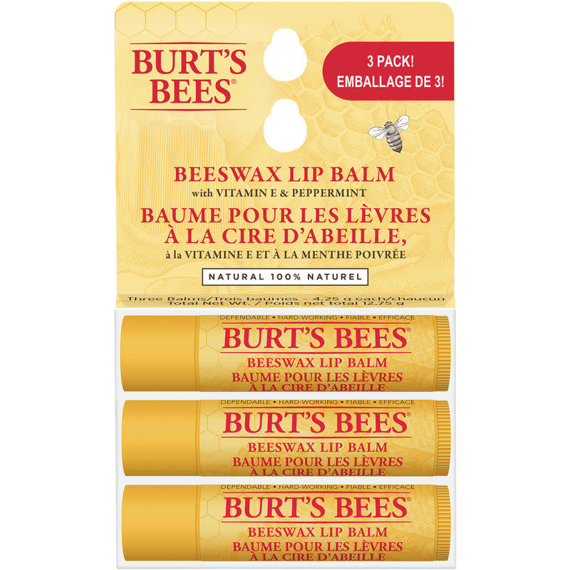 Burt's Bees Beeswax 100% Natural Moisturizing Lip Balm. Image via Shoppers Drug Mart.