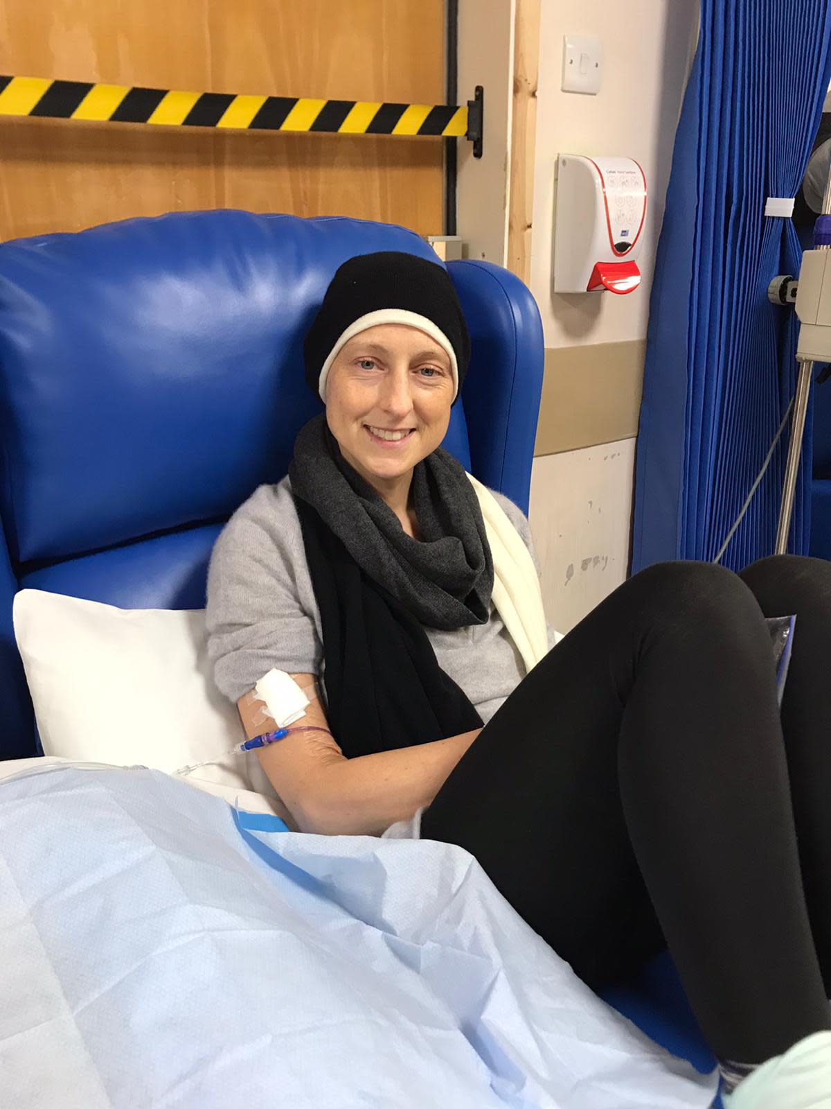 Beth Bramall, pictured while having chemotherapy, was diagnosed with triple negative breast cancer at 42 years old. (Supplied: Breast Cancer Now)