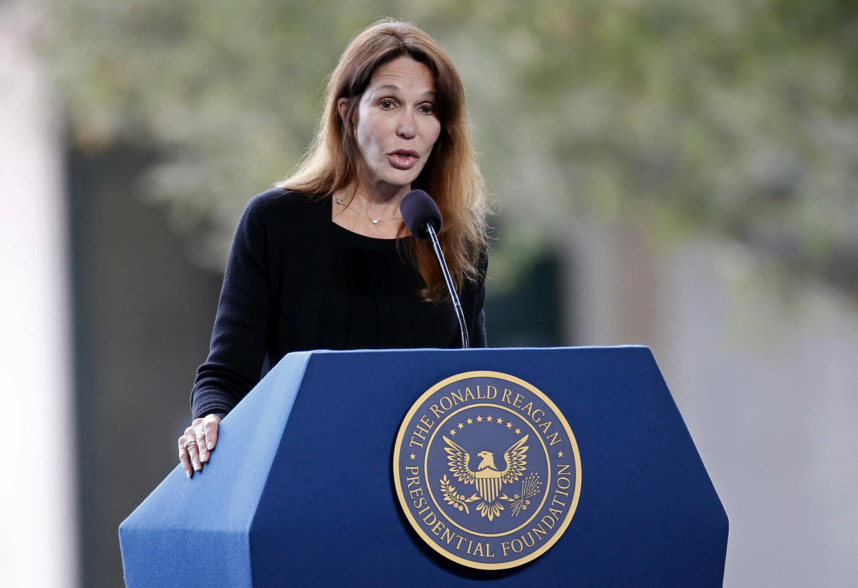 Patti Davis, pictured speaking at Nancy Reagan's funeral in 2016, said her father Ronald Reagan would have been "appalled" by Congress' weak resistance to Donald Trump. (Photo: Lucy Nicholson / Reuters)