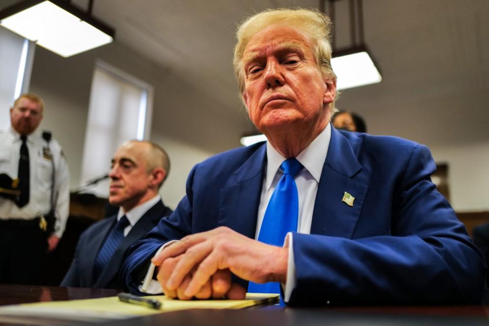 Donald Trump in court for his criminal trial on 3 May 2024 (Getty Images)