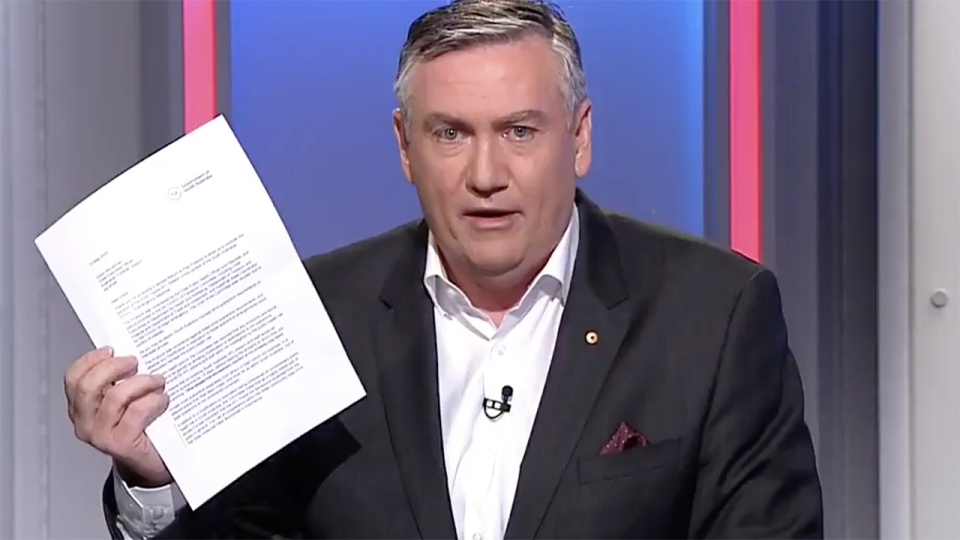 Eddie McGuire, pictured here discussing the letter on Footy Classified.