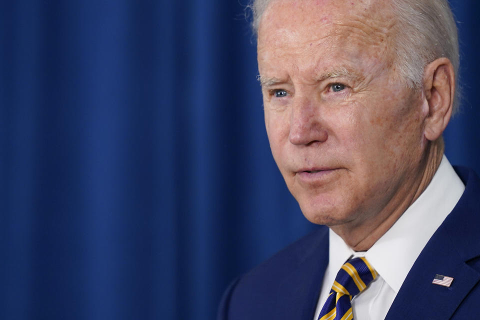 President Joe Biden speaks about the May jobs report, Friday, June 3, 2022, in Rehoboth Beach, Del. (AP Photo/Patrick Semansky)