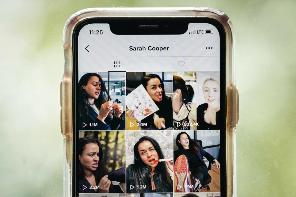 Smart phone screen showing thumbnails of video clips