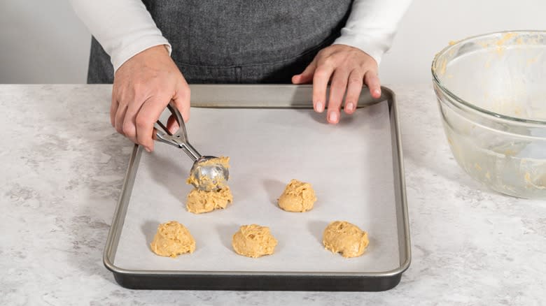 dough on a lined sheet