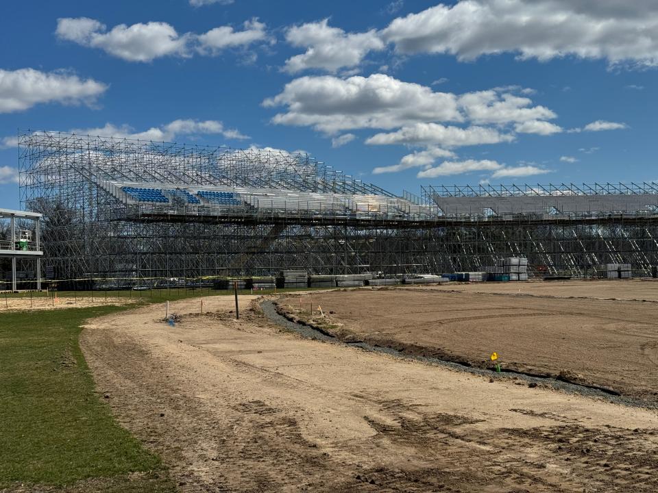 The cricket stadium, shown here in Nassau County, New York on March 19, 2024, will have a seating capacity of 34,000 for the 2024 ICC Men's T20 World Cup.