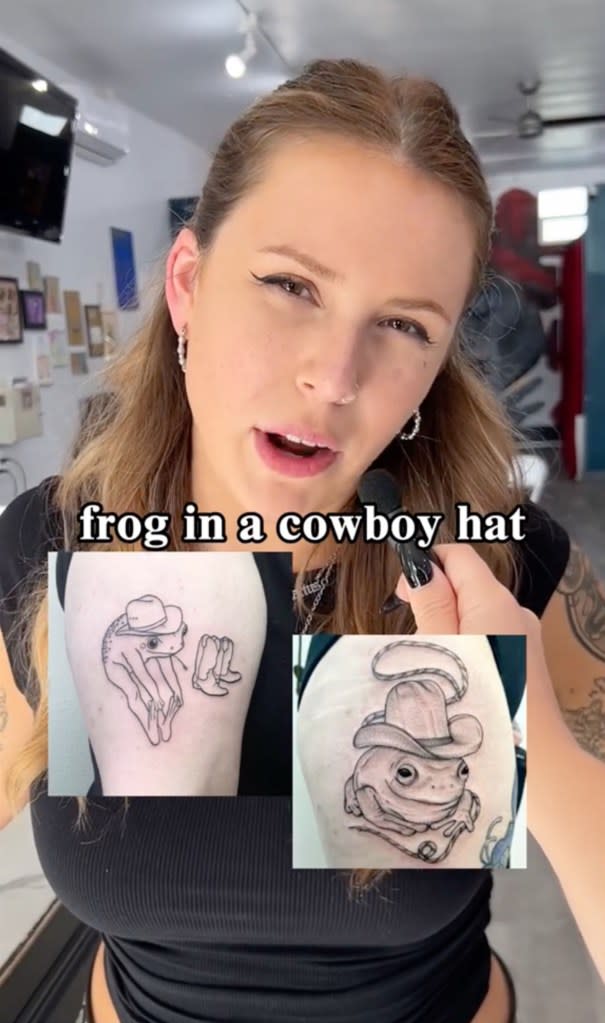 Some viewers said that frogs in cowboy hats seemed more Gen Z than millennial. TikTok / @axiomtattoo