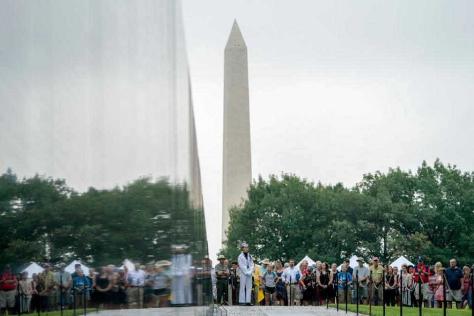 15) Supporters gathered at the Vietnam Veterans Memorial.