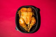 <p>Same goes for supermarket roasted birds—they <a href="https://www.womenshealthmag.com/food/a27420968/is-rotisserie-chicken-healthy/" rel="nofollow noopener" target="_blank" data-ylk="slk:often contain;elm:context_link;itc:0;sec:content-canvas" class="link ">often contain</a> far more sodium and saturated fat than your typical home-cooked poultry products if you purchase them fully seasoned and with skin on. </p><p>Roast your own at home (try our <a href="https://www.prevention.com/food-nutrition/a22775999/the-ultimate-roasted-whole-chicken/" rel="nofollow noopener" target="_blank" data-ylk="slk:Ultimate Roasted Whole Chicken recipe;elm:context_link;itc:0;sec:content-canvas" class="link ">Ultimate Roasted Whole Chicken recipe</a>!) to control the amount of added sodium or seek out an unseasoned chicken and remove the skin to trim down on saturated fat.</p>