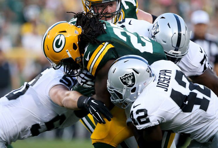 Eddie Lacy was a notable fantasy bust in 2015, but looked good in preseason play. (Photo by Dylan Buell/Getty Images)