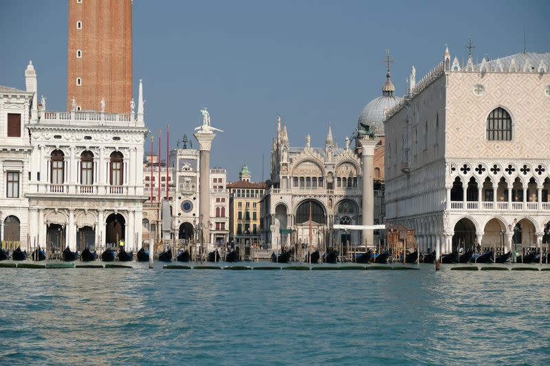 Empty St. Mark's Basin and Square are seen in Venice on the second day of an unprecedented lockdown across of all Italy imposed to slow the outbreak of coronavirus