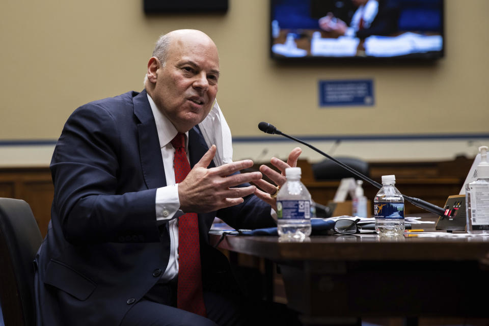 United States Postal Service Postmaster General Louis DeJoy speaks during a House Oversight and Reform Committee hearing on 