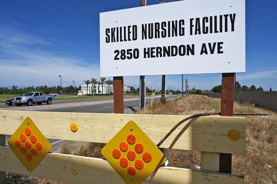 A sign along Herndon Ave just across the street from Clovis Community Medical Center marks the location of a planned skilled nursing facility. The land was sold to CMC by Jerry Cook, who also serves on the CMC board.