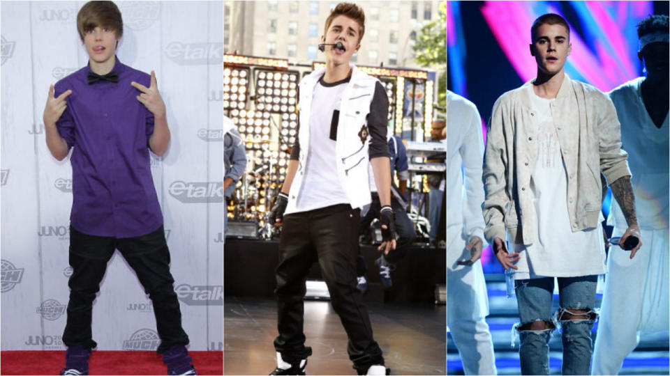 <p><b>Justin Bieber</b> cresceu e a mudança é nítida, tanto no quesito musical quanto no estilo. Aquele “menininho” conhecido por usar um franjão que cobria parte do seu rosto agora tem um visual bem diferente e ousado. </p><p>O cantor canadense ficou conhecido em todo mundo em 2009, quando tinha apenas 15 anos. Bieber passou de ídolo teen a garoto problema em menos de 10 anos de carreira, e sua personalidade influenciou bastante nas suas escolhas fashion.</p><p>Além das mudanças no corte de cabelo, ele também deixou de lado o moletom largado para usar blazers e jaquetas moderninhas. </p><p>Para relembrar todas essas fases, fizemos uma evolução do estilo de Justin Bieber. Vem ver na galeria! </p><p><br></p>