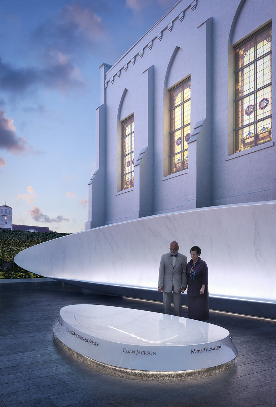 An illustration of the memorial fountain&nbsp;honoring victims of the Charleston church shooting. (Photo: Courtesy Dbox for The Mother Emanuel Nine Memorial / Handel Architects)