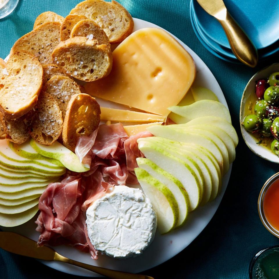 Martha Stewart & Marley Spoon Holiday Cheese & Prosciutto Board with Fresh Pear and Marinated Olives