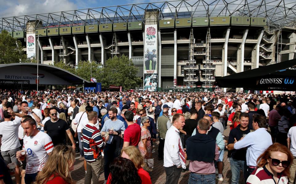 Fans outside Twickenham before England's summer international against Wales