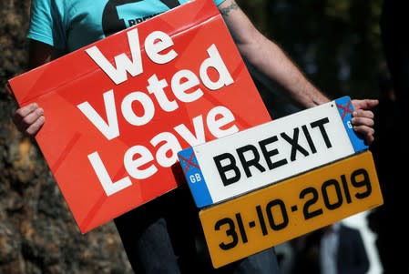 Pro-Brexit demonstrators protest outside the Supreme Court in London