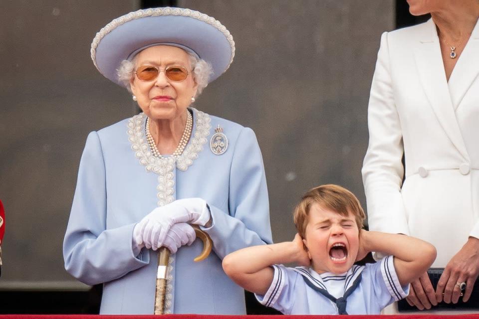 The Queen with Prince Louis on the balcony of Buckingham Palace (Aaron Chown/PA) (PA Wire)