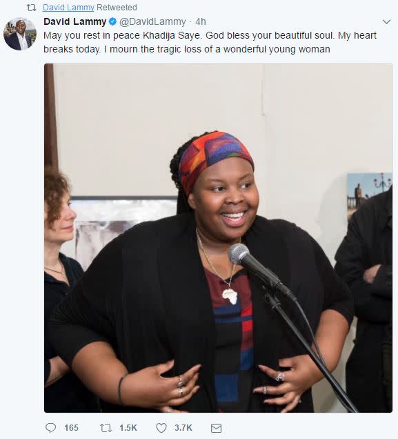 Artist Khadija Saye (Twitter@DavidLammy)