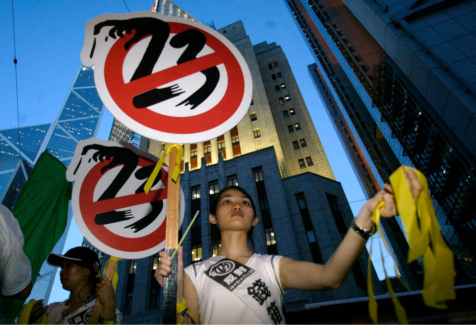 A protester in Hong Kong in 2003 (AFP via Getty Images)