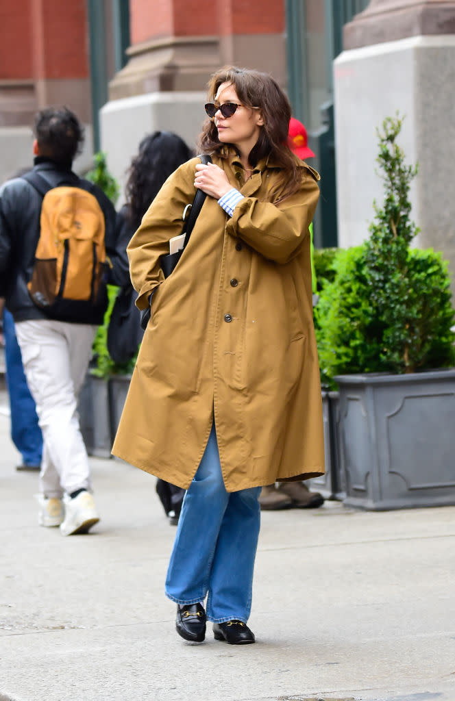 NEW YORK, NEW YORK - APRIL 18: Katie Holmes is seen walking in Soho on April 18, 2024 in New York City. (Photo by Raymond Hall/GC Images)