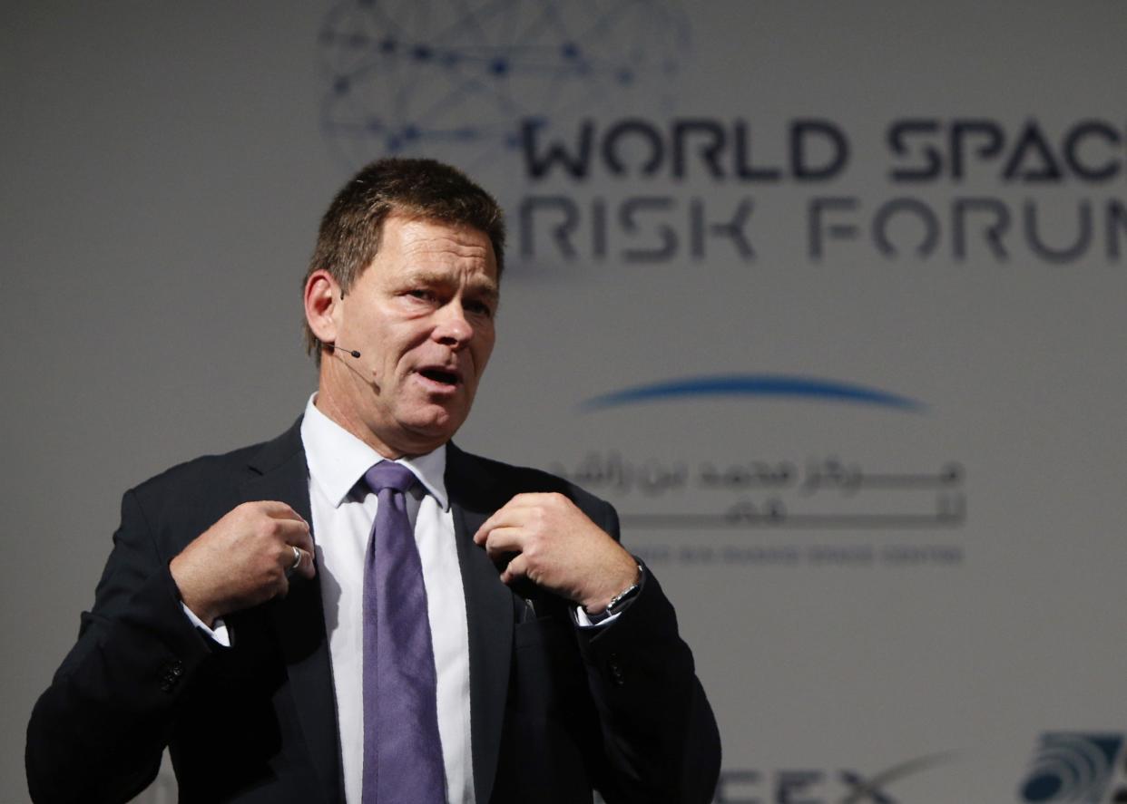 Hans Koenigsmann, VP of Mission Assurance of Space Exploration Technologies Corporation, speaks at the World Space Risk Forum (WSRF) in Dubai on November 4, 2016.