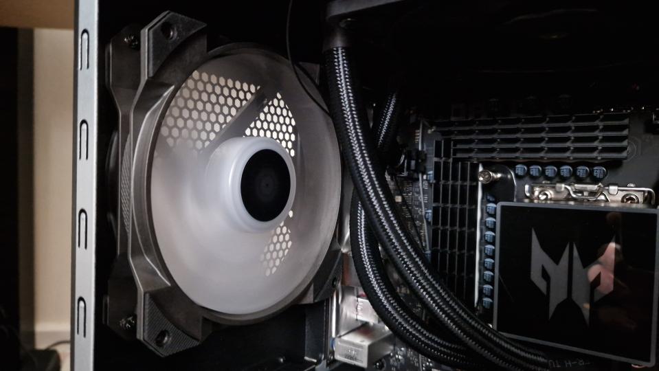 Acer Predator Orion 7000's rear fan from within the case