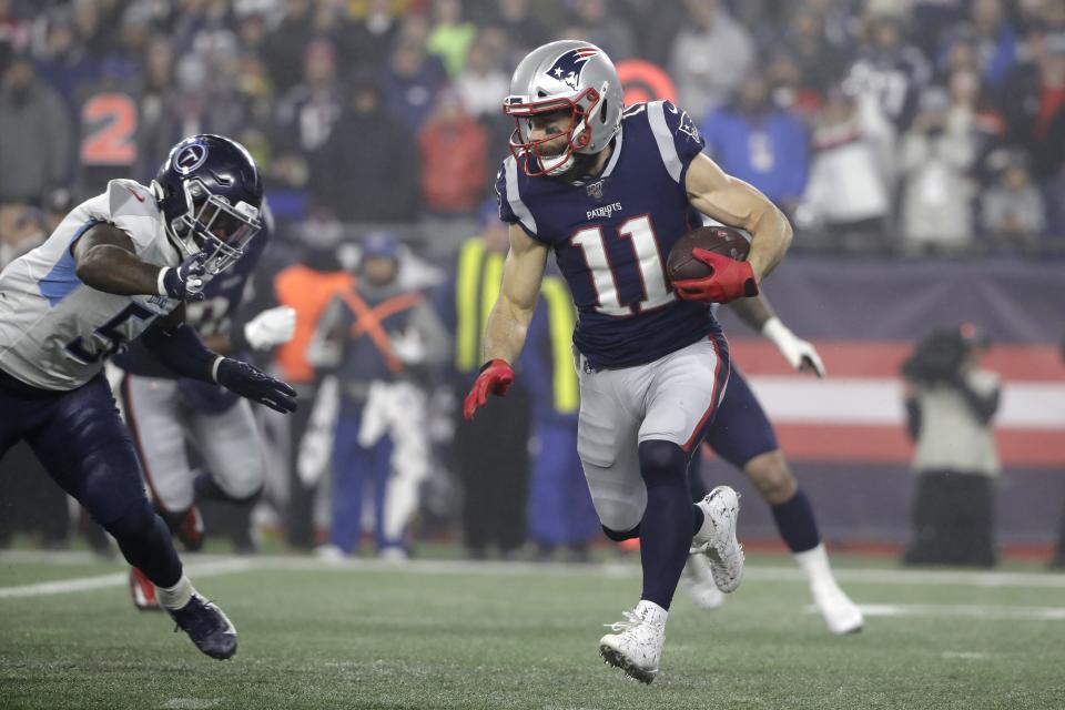 New England Patriots receiver Julian Edelman recently underwent shoulder surgery. (AP/Steven Senne)