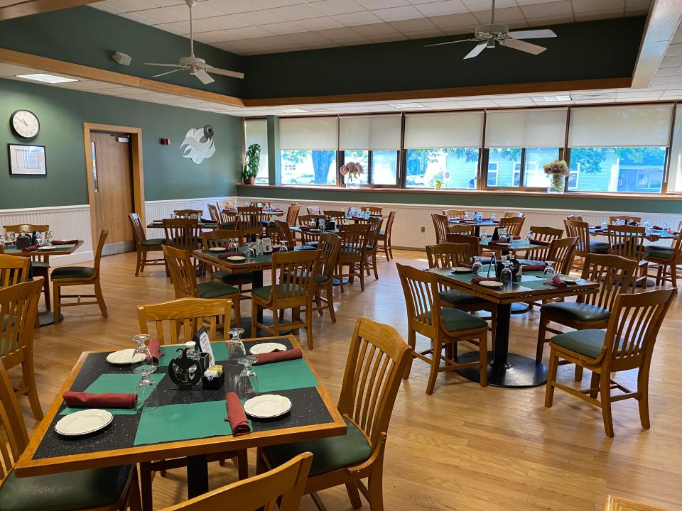 Bristol-Plymouth Regional High School's student-run Silver Platter Restaurant dining room is ready for service on Oct. 6, 2022. 