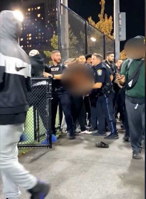 Seven people are facing charges in connection with fighting at a Boston playground near an Archbishop Williams High School football game.