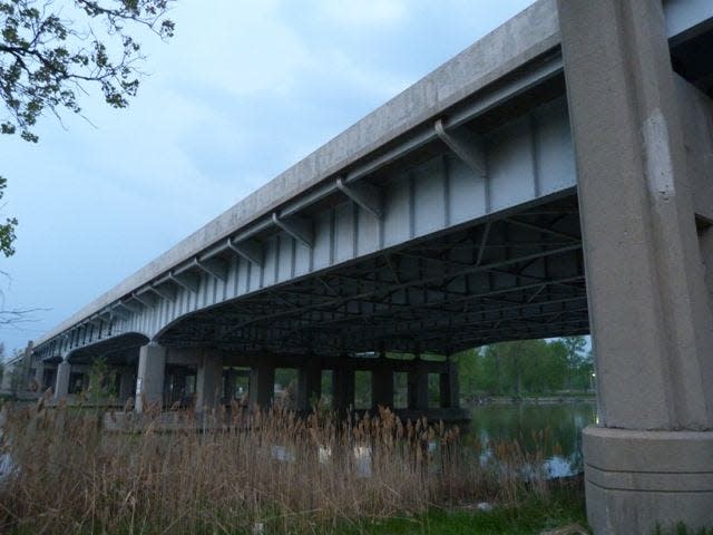 The I-75 River Raisin Bridge and the surrounding water area in Monroe is pictured. Nearly 32,400 vehicles travel on the bridge daily, according to the Traffic Volume Data Map published online by the Southeast Michigan Council of Governments.