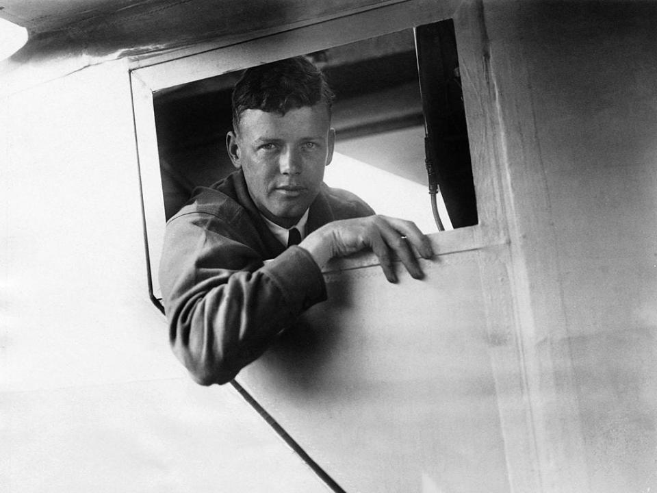 Charles Lindbergh in the Spirit Of Saint Louis monoplane in 1927.