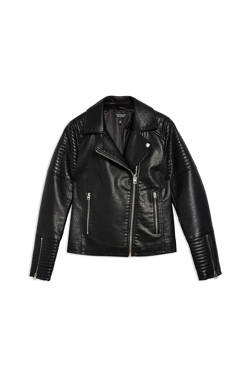 <p><em>Topshop, $59</em></p><p><a rel="nofollow noopener" href="https://shop.nordstrom.com/s/topshop-rosa-biker-jacket-regular-petite/4972522" target="_blank" data-ylk="slk:SHOP IT;elm:context_link;itc:0;sec:content-canvas" class="link ">SHOP IT</a></p><p>Originally $88</p>