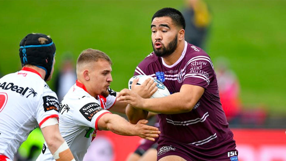 Pictured here, Manly Sea Eagles youngster Keith Titmuss died after training on Monday.