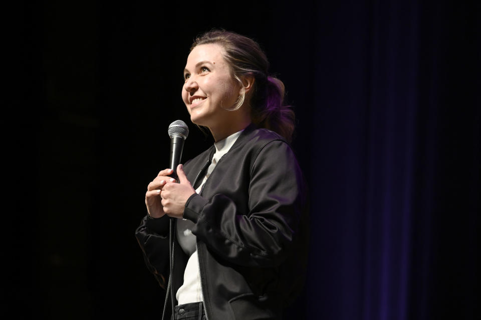 Comedian Taylor Tomlinson performs at The Brown Theatre in Louisville, Kentucky, on March 25, 2022. / Credit: / Getty Images