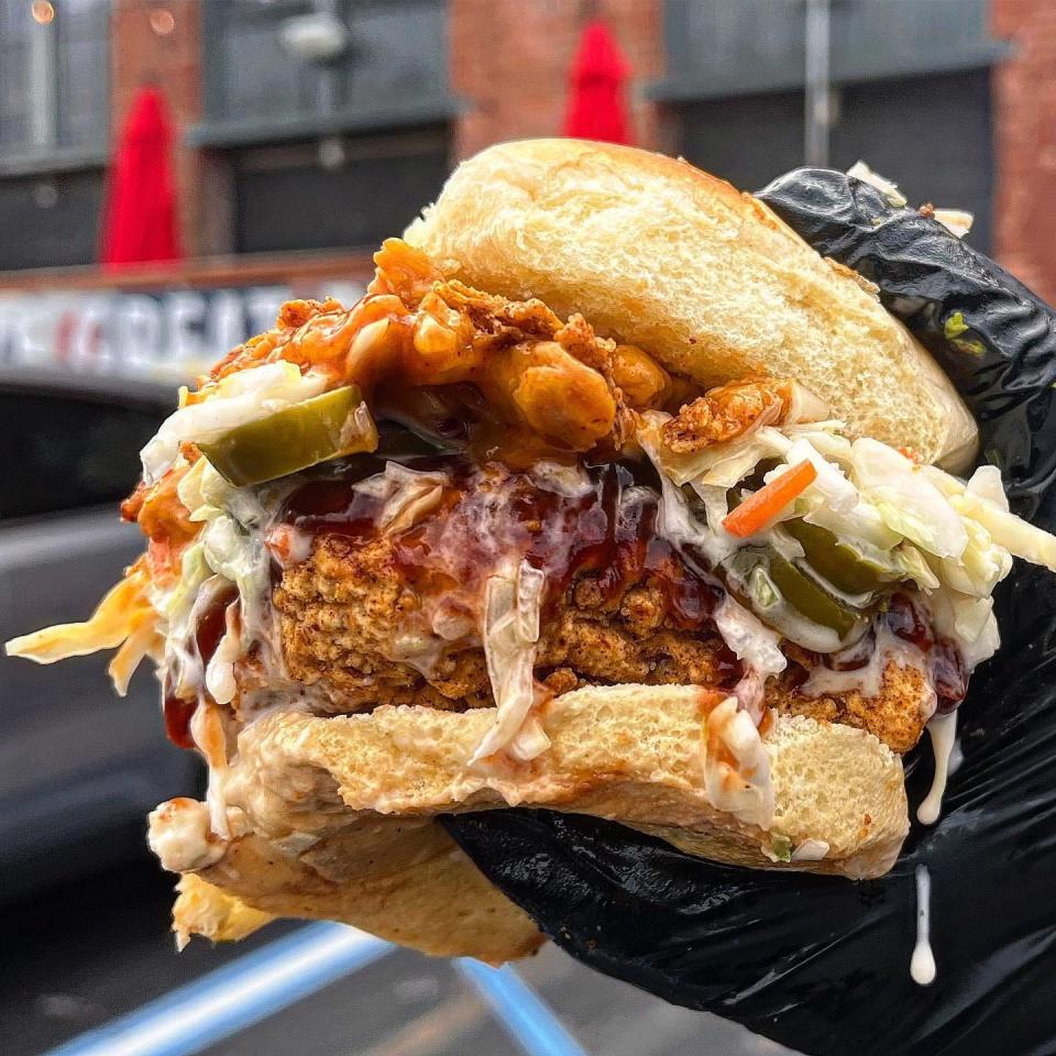 This crispy chicn'n sandwich is one of Vuture's extreme examples of vegan food.