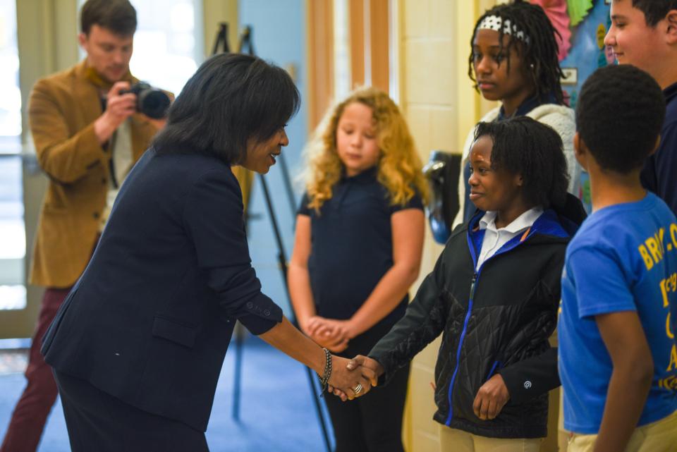 Cincinnati Public Schools' new superintendent, Iranetta Wright, visits John P. Parker schoolin Madisonville  to meet with students and staff on March 11, 2022. Wright had just been appointed to the job.