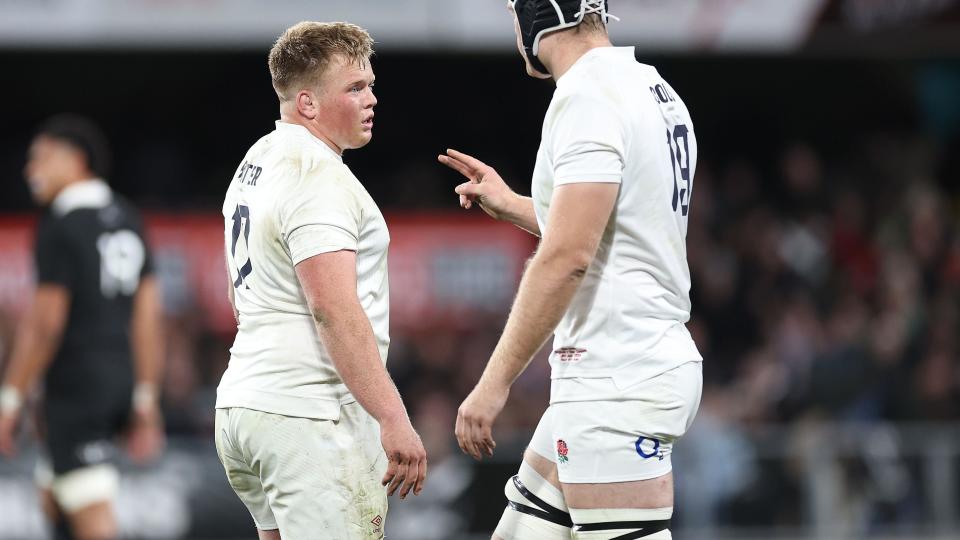 Fin Baxter in action during his England debut against New Zealand in Dunedin