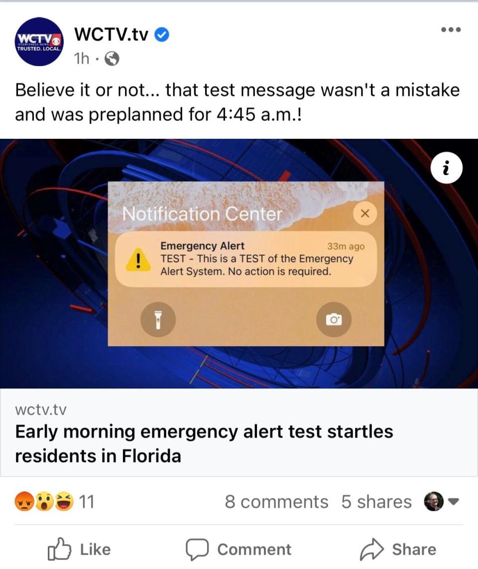 TV stations concluded the test was legitimate incorrectly saying it was scheduled through the Florida Association of Broadcasters.