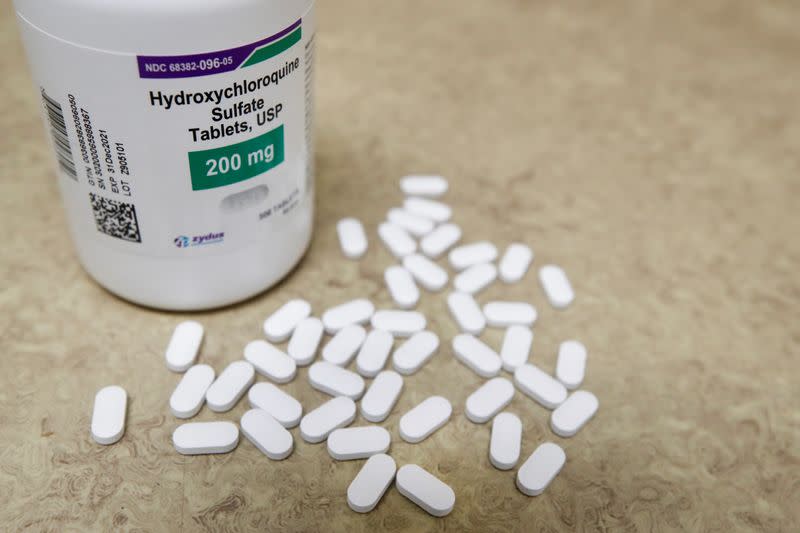 The drug hydroxychloroquine, pushed by U.S. President Donald Trump and others in recent months as a possible treatment to people infected with the coronavirus disease (COVID-19), is displayed in Provo