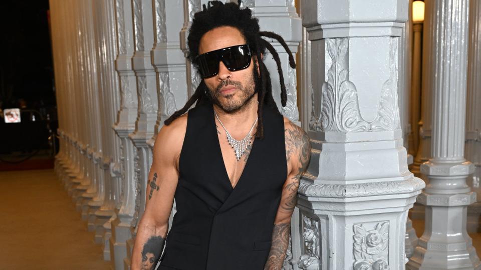 los angeles, california november 04 lenny kravitz, wearing gucci, attends the 2023 lacma artfilm gala, presented by gucci at los angeles county museum of art on november 04, 2023 in los angeles, california photo by michael kovacgetty images for lacma