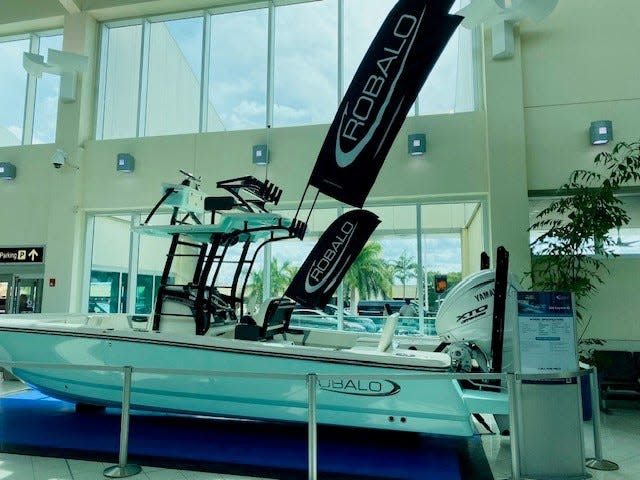 This is one of the boats on display from Fish Tale Boats Fort Myers & Naples at Southwest Florida International Airport in Fort Myers.