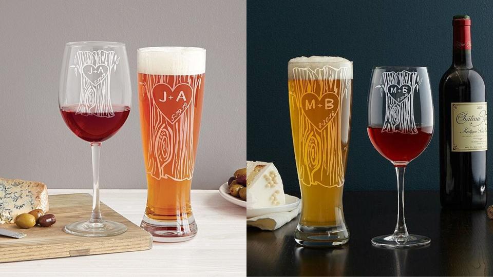 Best personalized gifts: Tree Trunk Glassware Duo