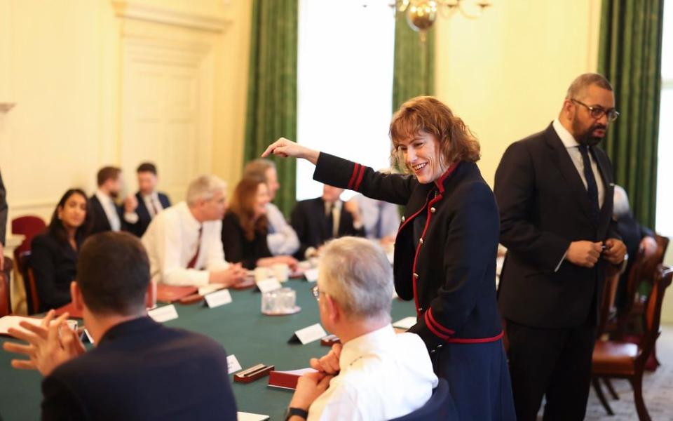 Victoria Atkins, the Health Secretary, smiles ahead of a Cabinet meeting in 10 Downing Street this morning