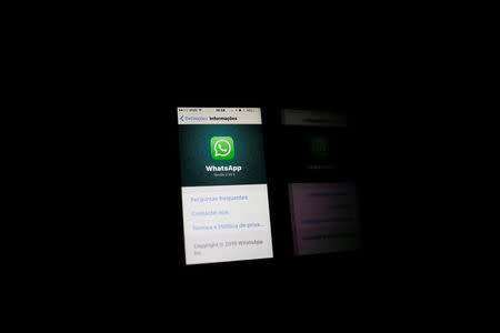 An illustration photo shows the Whatsapp application logo on a mobile phone in Rio de Janeiro, Brazil, May 2, 2016. REUTERS/Nacho Doce