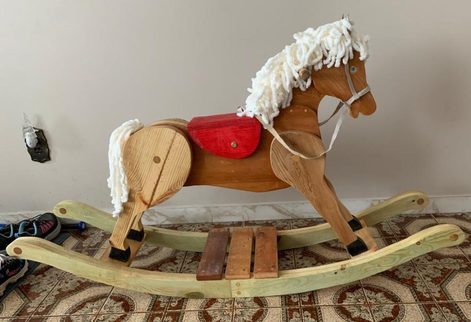 This horse rocker was on display at a recent wood carving show.