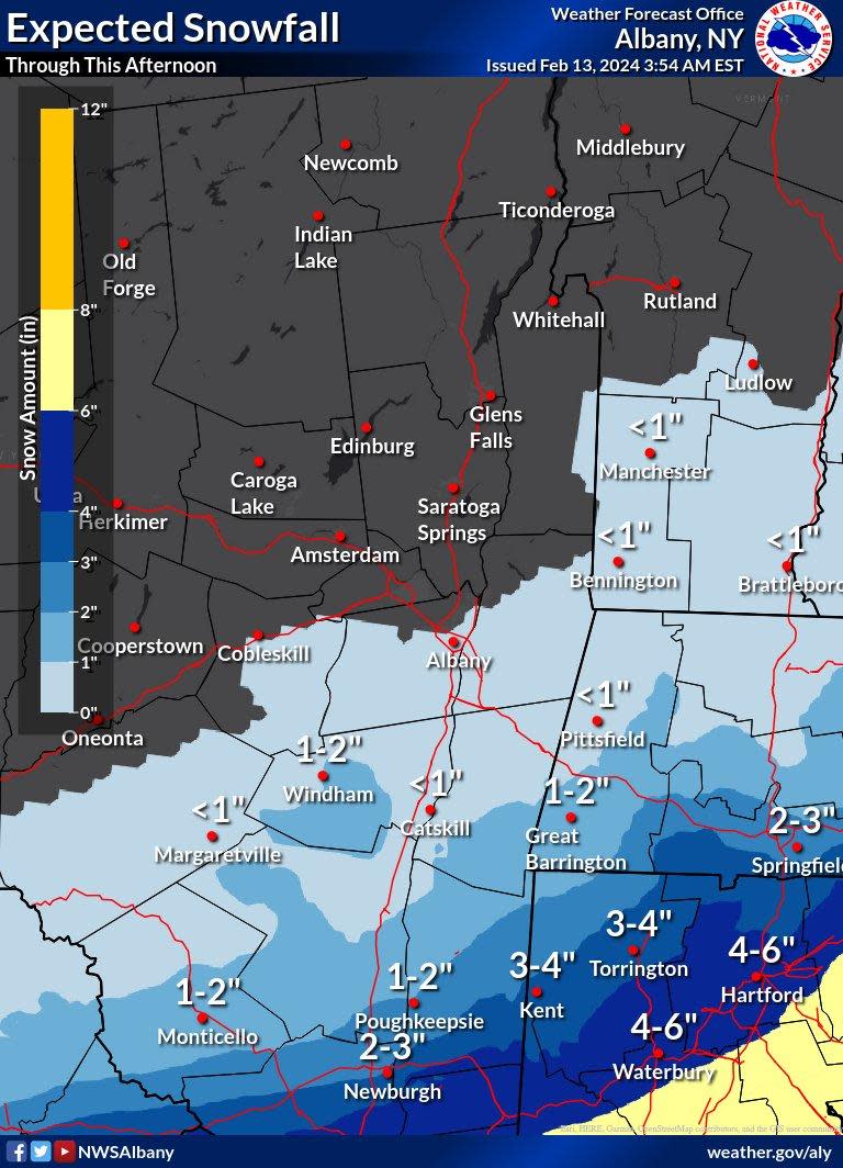 Expected snowfall in Albany. / Credit: National Weather Service