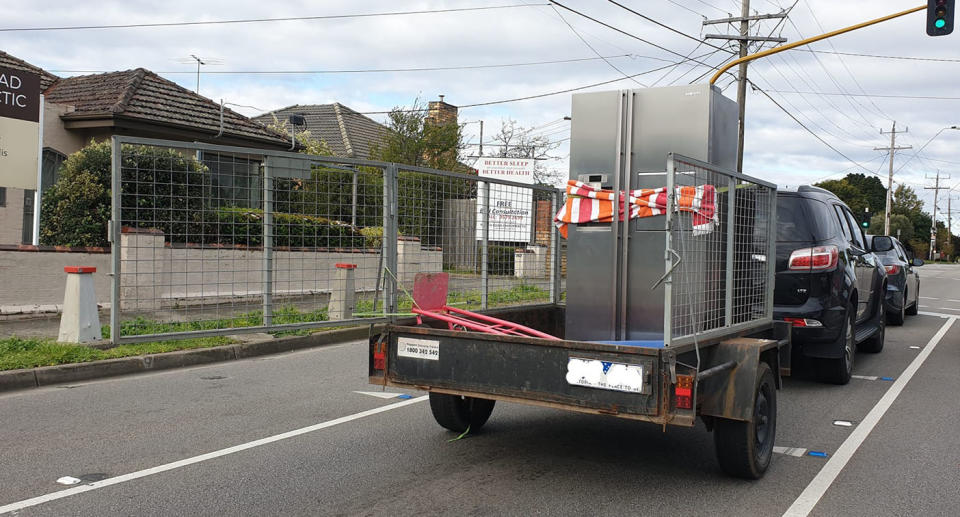 The trailer with its gate open in Melbourne