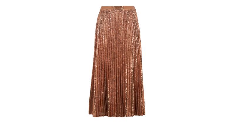 Sequin Pleated Midi Skirt