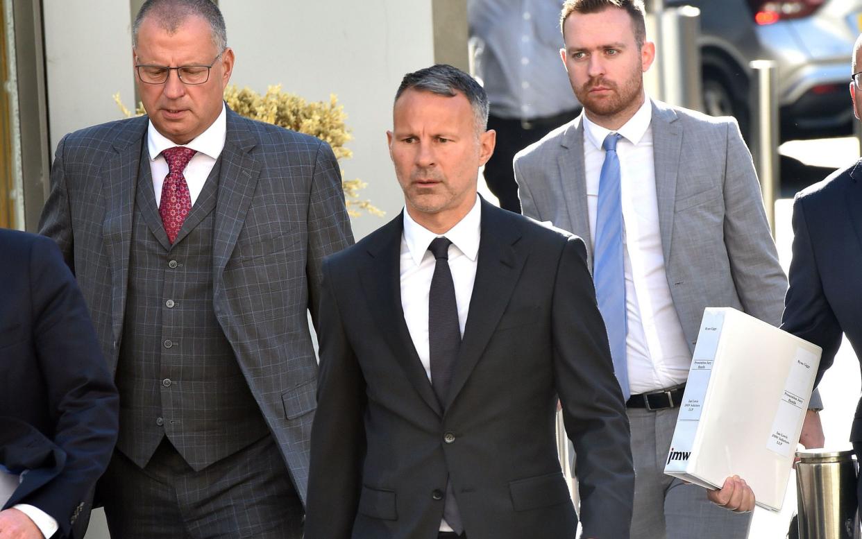 Ryan Giggs arrives at Manchester Crown Court on Wednesday